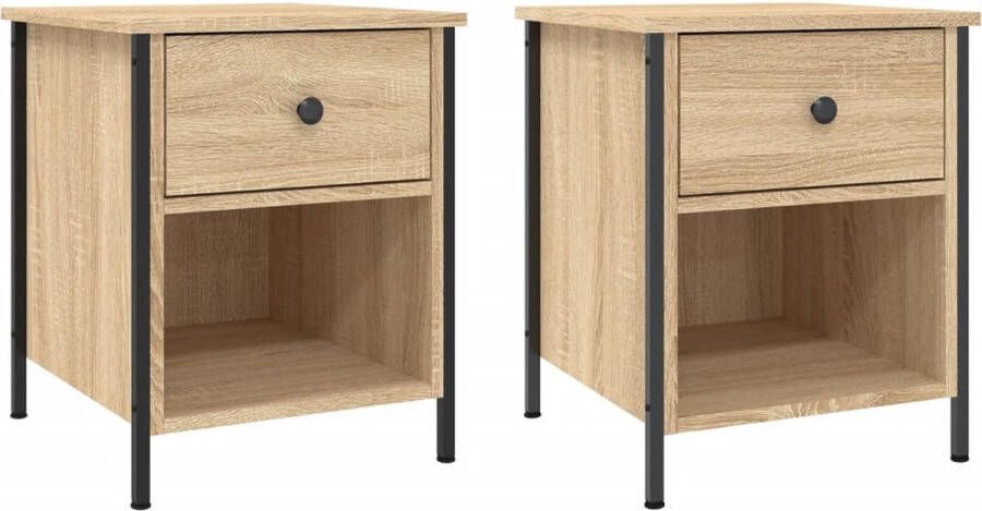 VidaXL -Nachtkastjes-2-st-40x42x50-cm-bewerkt-hout-sonoma-eikenkleurig