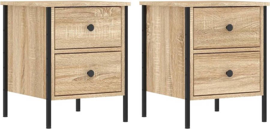 VidaXL -Nachtkastjes-2-st-40x42x50-cm-bewerkt-hout-sonoma-eikenkleurig