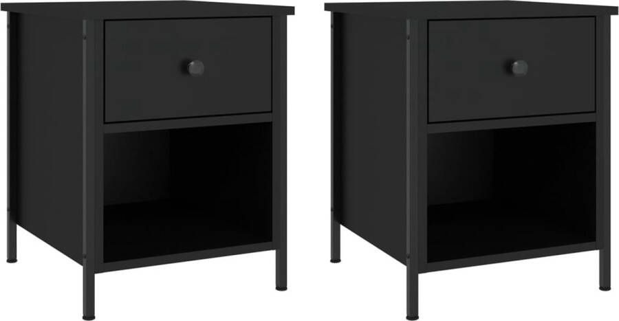 VidaXL -Nachtkastjes-2-st-40x42x50-cm-bewerkt-hout-zwart