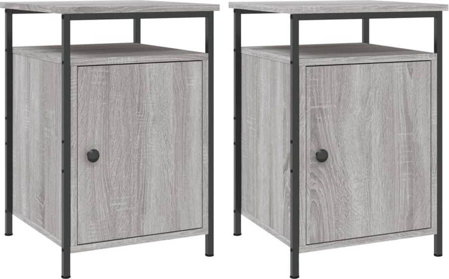 VidaXL -Nachtkastjes-2-st-40x42x60-cm-bewerkt-hout-grijs-sonoma-eiken