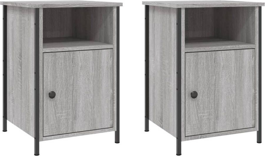 VidaXL -Nachtkastjes-2-st-40x42x60-cm-bewerkt-hout-grijs-sonoma-eiken