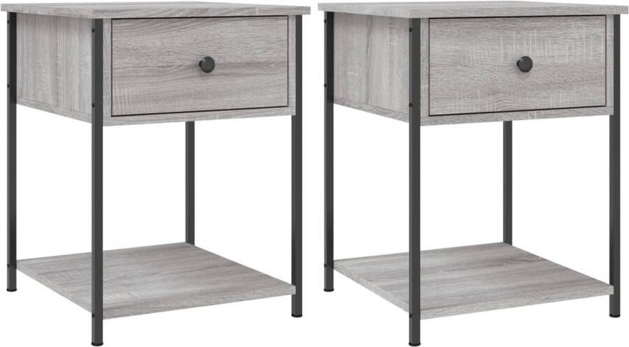 VidaXL -Nachtkastjes-2-st-44x45x58-cm-bewerkt-hout-grijs-sonoma-eiken