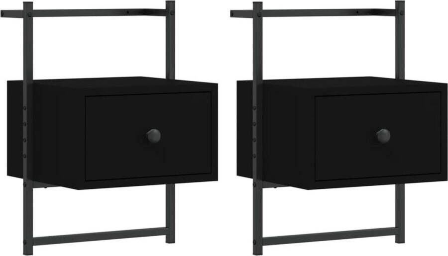 VidaXL -Nachtkastjes-2-st-wandgemonteerd-35x30x51-cm-bewerkt-hout-zwart