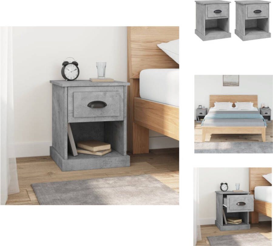 VidaXL Nachtkastjes Betongrijs 39 x 39 x 47.5 cm Duurzaam materiaal Kast