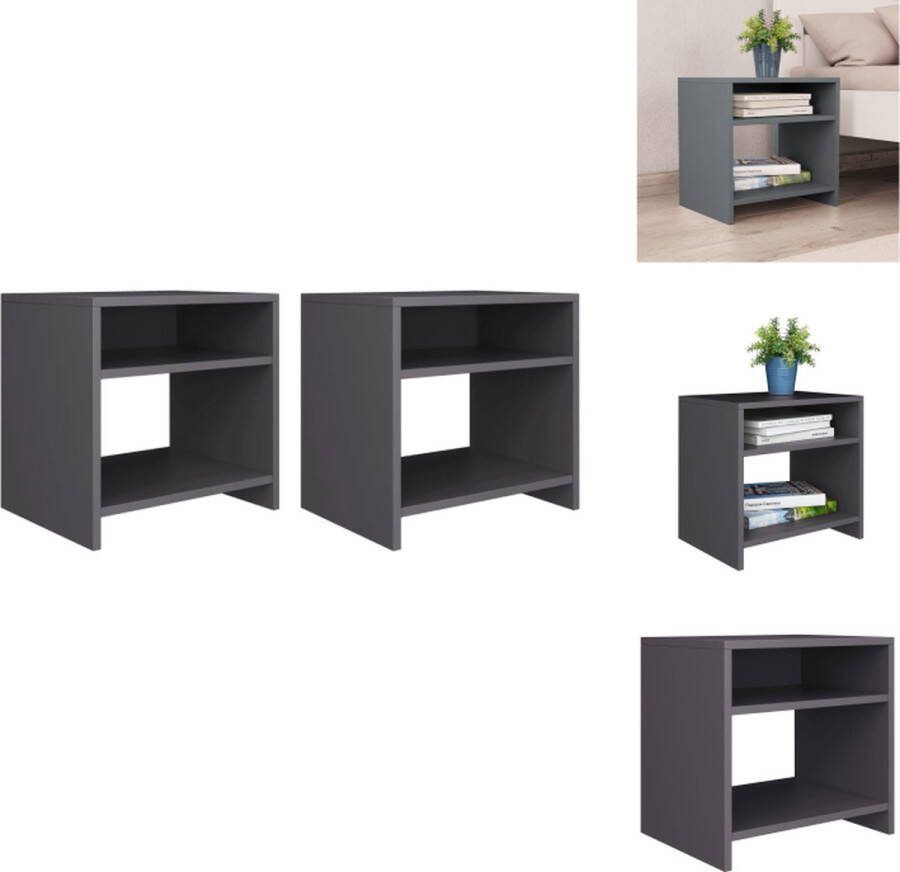 VidaXL Nachtkastjes Bewerkt Hout 40x30x40 cm Grijs Kast