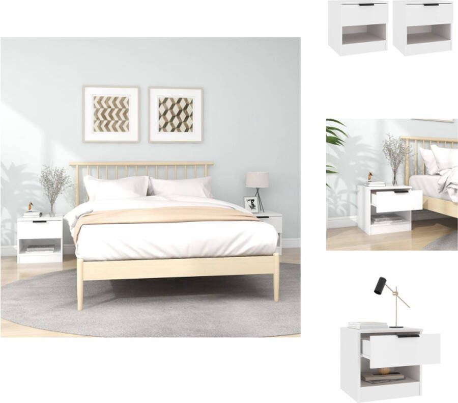 VidaXL Nachtkastjes Elegant Meubels 40 x 39 x 40 cm Kleur- Wit Kast