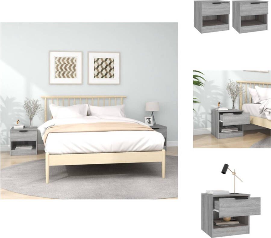 VidaXL Nachtkastjes Grijs Sonoma Eiken Set van 2 Bewerkt hout 40 x 39 x 40 cm Kast