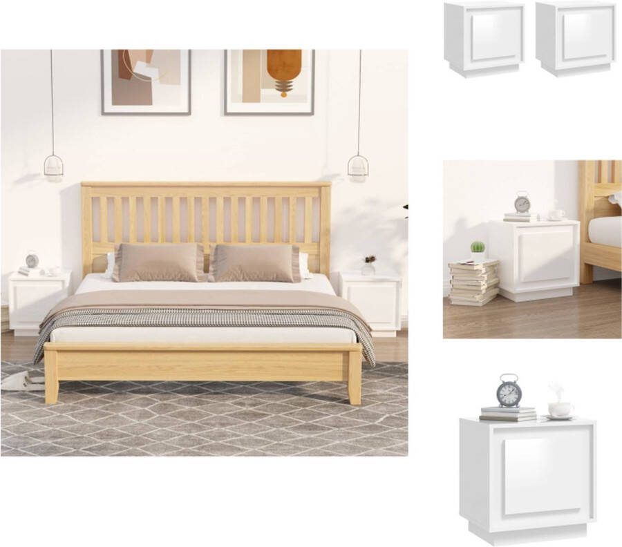 VidaXL Nachtkastjes Hoogglans wit 44 x 35 x 45 cm Multifunctioneel design Kast
