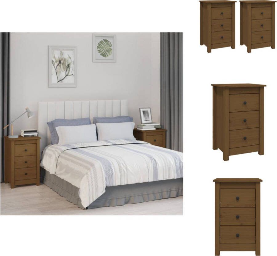 VidaXL Nachtkastjes Houten 40x35x61.5 cm Honingbruin Kast