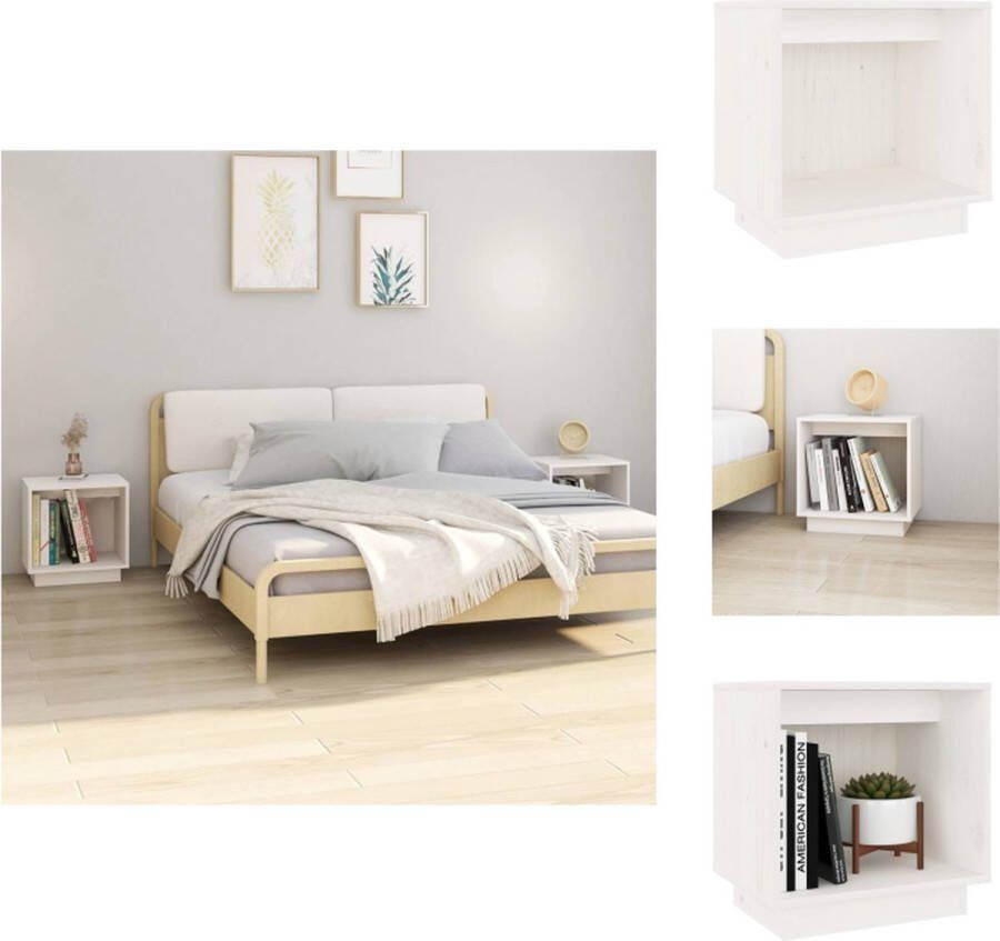 VidaXL Nachtkastjes Houten Bedkastjes 40 x 30 x 40 cm Wit Massief Grenenhout Kast