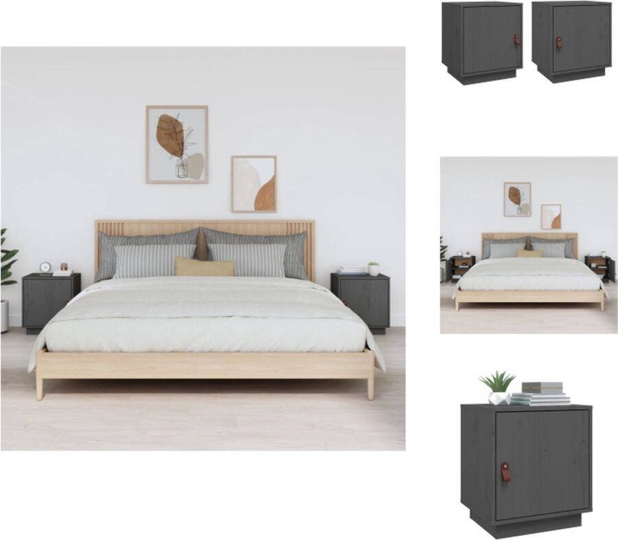 VidaXL Nachtkastjes Houten Meubels Afmeting- 40 x 34 x 45 cm Ken- Veel opbergruimte Kleur- Grijs Kast