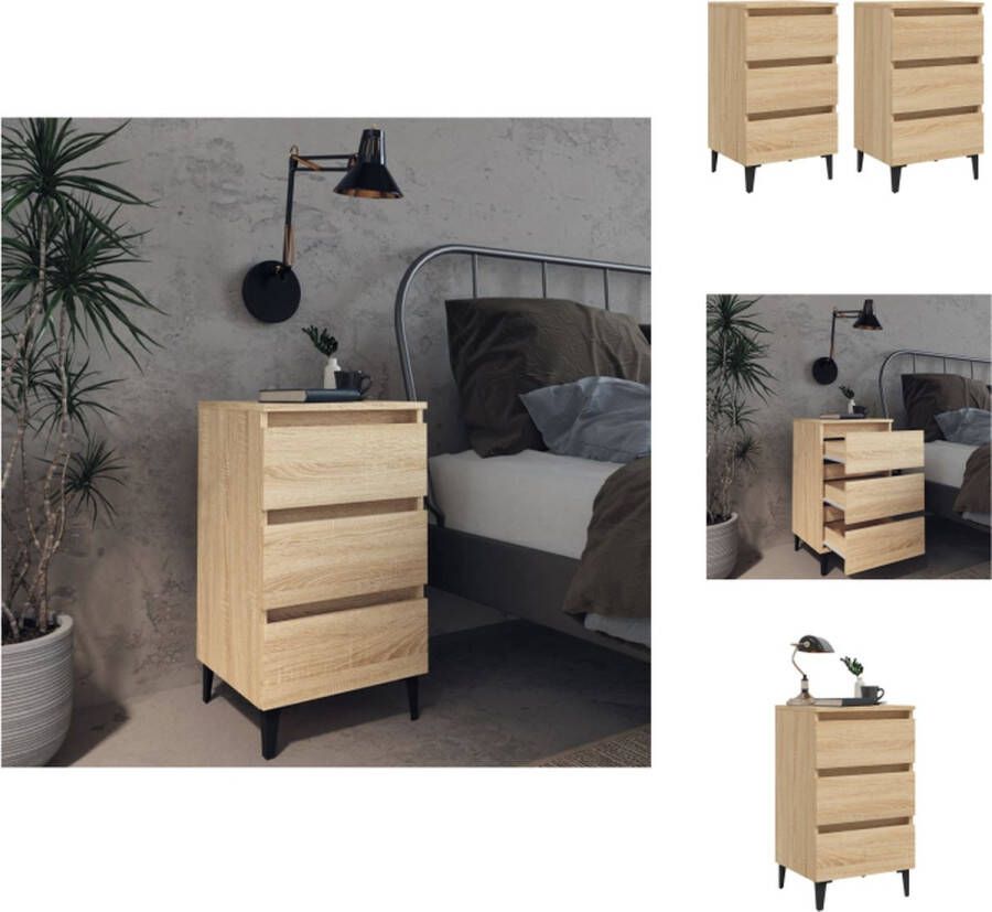 VidaXL Nachtkastjes Industriële charme 40 x 35 x 69 cm Sonoma eiken Kast