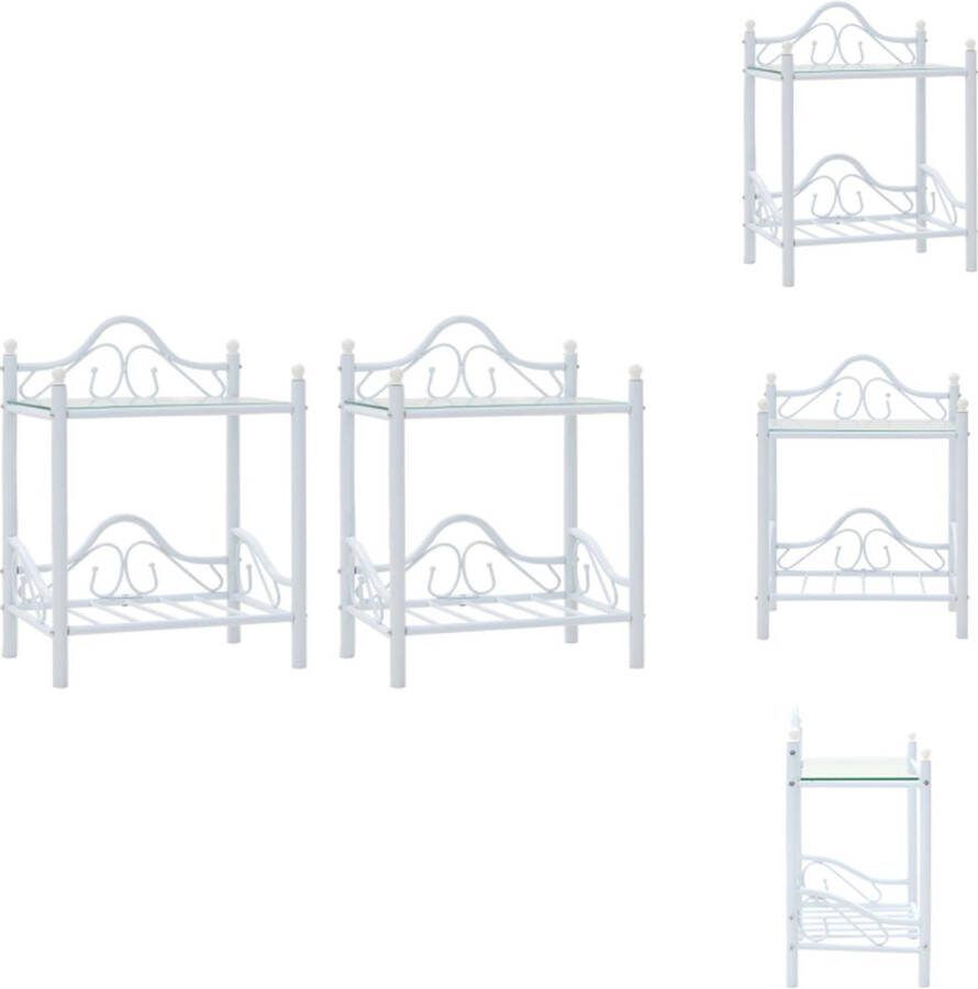 VidaXL Nachtkastjes Meubels 45x30.5x60 cm Staal en gehard glas Kast