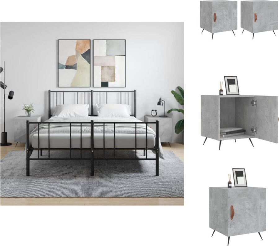 VidaXL Nachtkastjes Modern Betongrijs 40x40x50 cm Met opbergruimte Kast