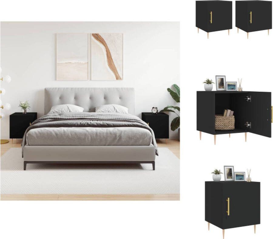 VidaXL Nachtkastjes Moderne Charme Meubelen 40x40x50 cm Zwart Kast