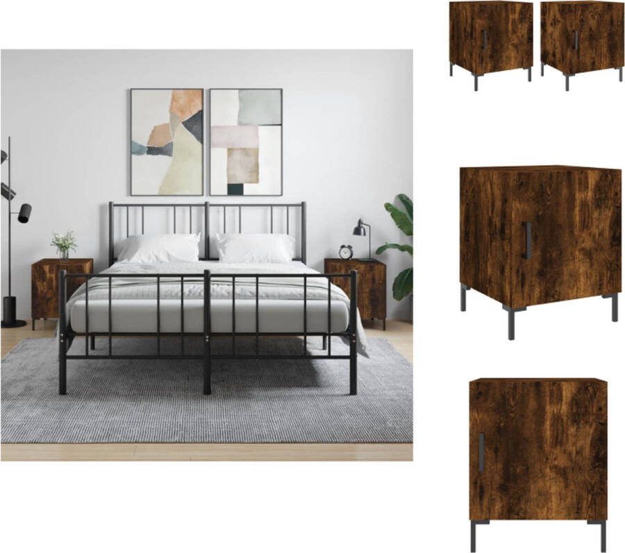 VidaXL Nachtkastjes Moderne Charme Meubelen Afmetingen- 40x40x50 cm Ken- Gerookt eiken 2 stuks Kast
