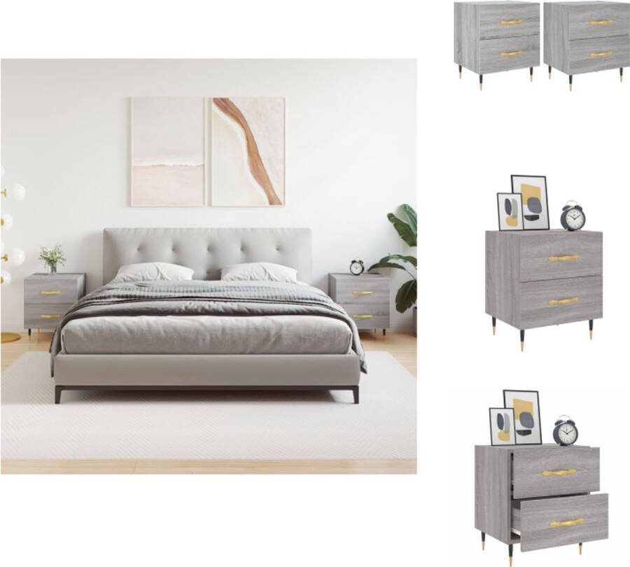 VidaXL Nachtkastjes Nachtkastje Grijs sonoma eiken 40 x 35 x 47.5 cm (B x D x H) Duurzaam materiaal Kast