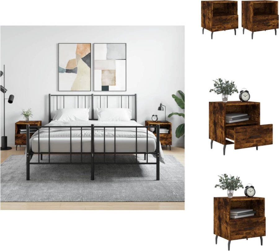 VidaXL Nachtkastjes Rookt Eiken 40 x 35 x 47.5 cm Duurzaam Hout Opbergruimte en Displayfunctie Kast