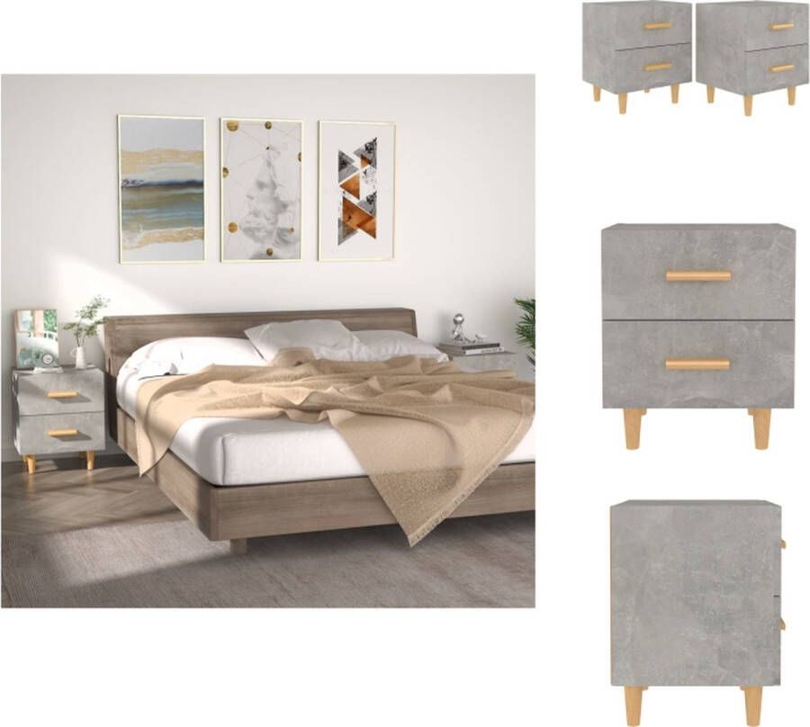 VidaXL Nachtkastjes Scandinavische bewerkt hout 40 x 35 x 47.5 cm betongrijs Kast