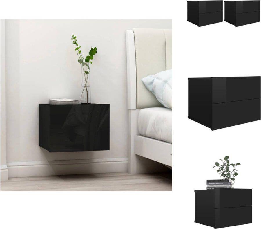 VidaXL Nachtkastjes Set Hoogglans Zwart Spaanplaat 40 x 30 x 30 cm Met 2 Lades Kast