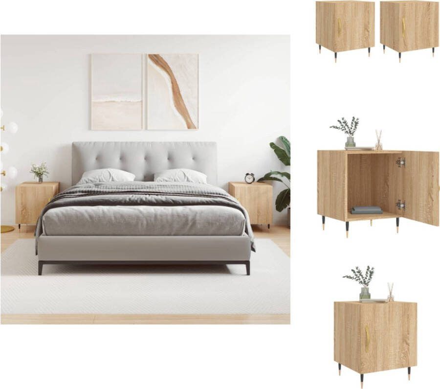 VidaXL Nachtkastjes Sonoma Eiken 40 x 40 x 50 cm Duurzaam Hout en IJzer Kast