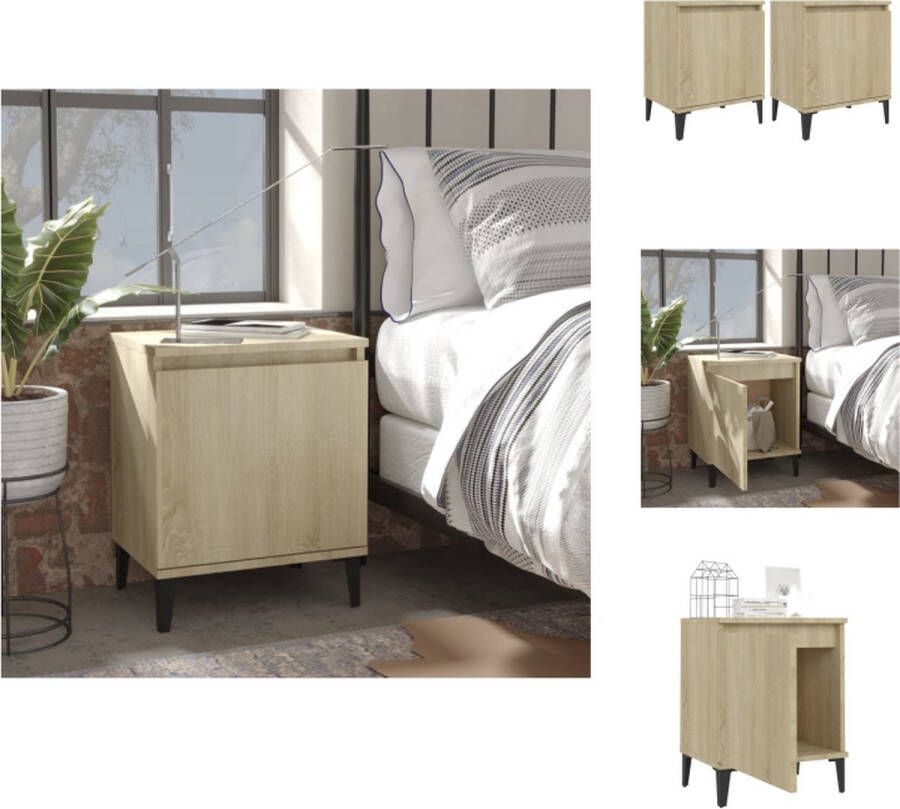 VidaXL Nachtkastjes Sonoma Eiken 40x30x50 cm Met Metalen Poten Kast
