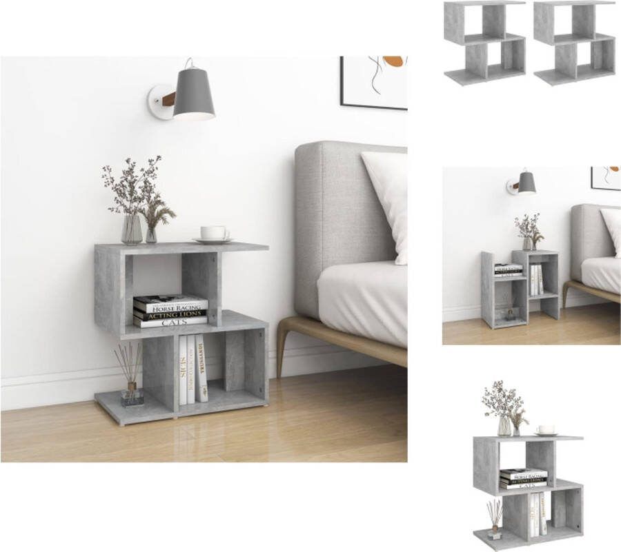 VidaXL Nachtkastjes Spaanplaat 50 x 30 x 51.5 cm Betongrijs Set van 2 Kast