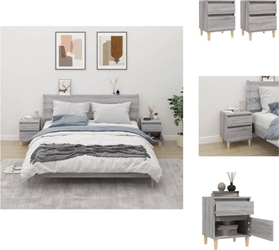 VidaXL Nachtkastjes Trendy Meubels 40 x 35 x 50 cm Kleur- Grijs Sonoma Eiken Kast