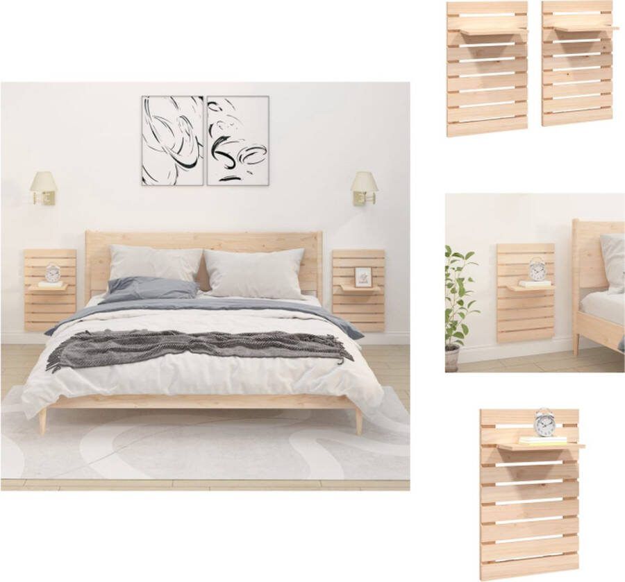 VidaXL Nachtkastjes Wandgemonteerd 40 x 17.5 x 63 cm Massief Grenenhout Wandsteun
