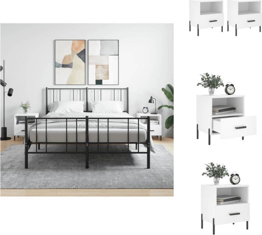 VidaXL Nachtkastjes Wit 40 x 35 x 47.5 cm Metalen voeten Kast
