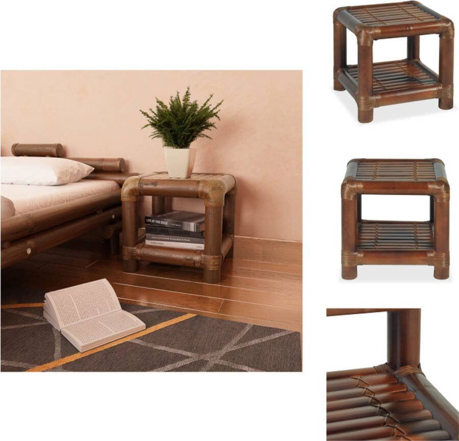 VidaXL Nachttafel Bamboe Donkerbruin 40 x 40 x 40 cm Met 1 schap Kast