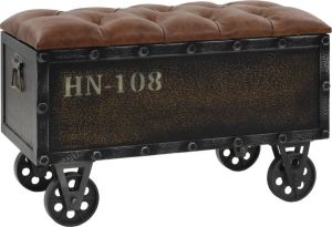 VidaXL Opbergbankje 80 5x41x50 cm massief hout en kunstleer