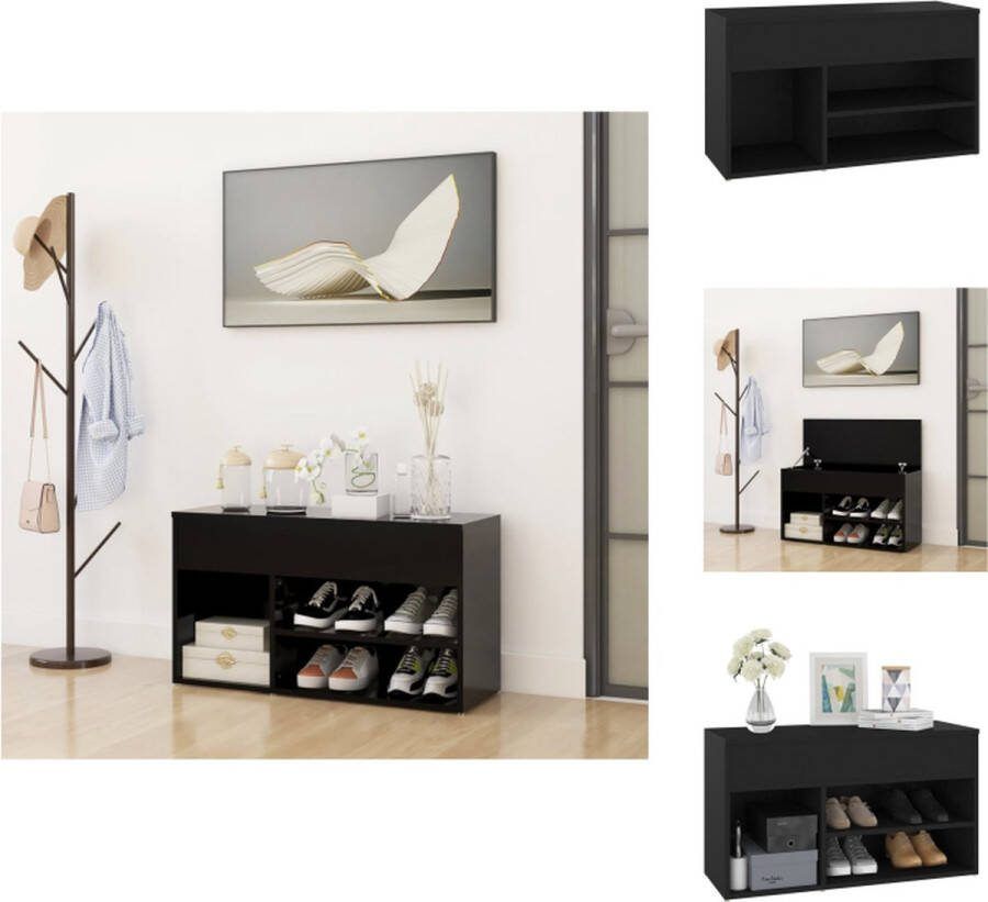 VidaXL Opbergbank 80 x 30 x 45 cm zwart spaanplaat Schoenenkast