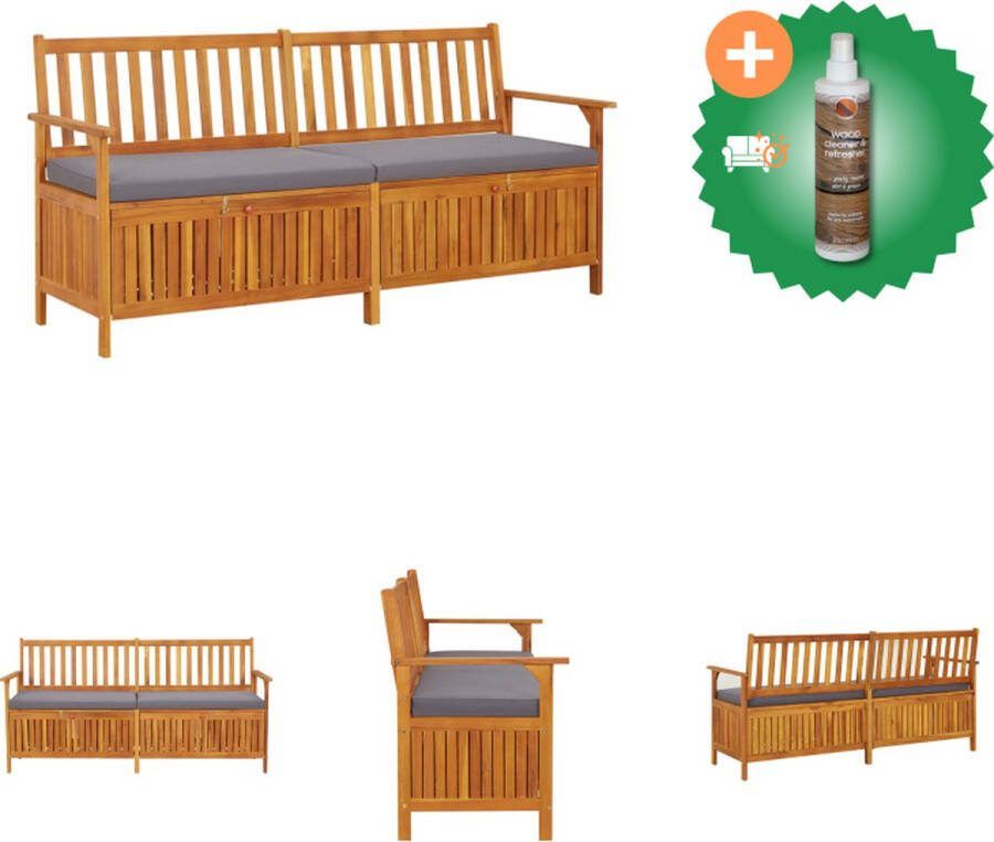 VidaXL Opbergbank Acaciahout 170 x 63 x 84 cm Bruin Tuinbank Inclusief Houtreiniger en verfrisser