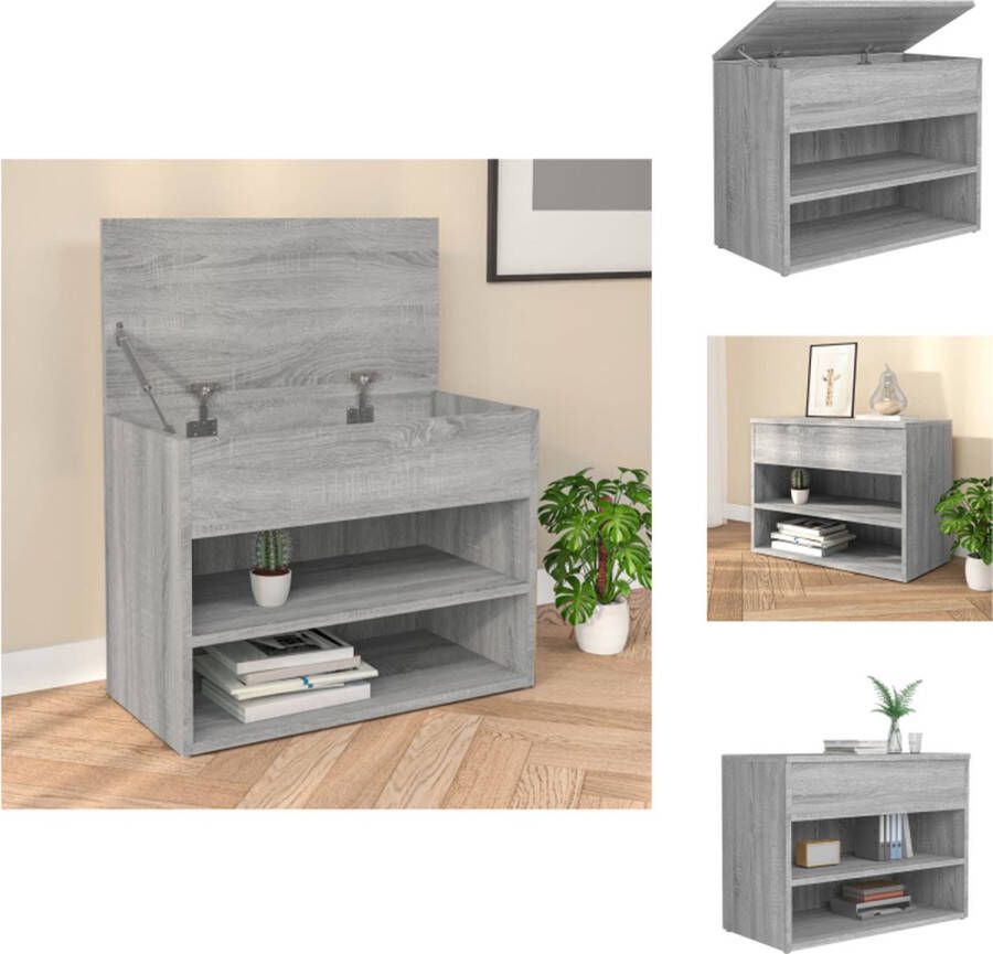 VidaXL Opbergbank Grijs Sonoma Eiken Schoenenbank met Opbergruimte 60x30x45 cm Schoenenkast