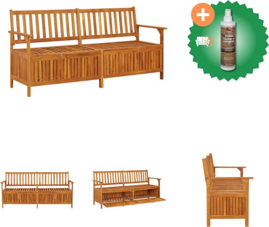 VidaXL Opbergbank Houten Massief acaciahout 170 x 63 x 84 cm Inclusief kussen Tuinbank Inclusief Houtreiniger en verfrisser