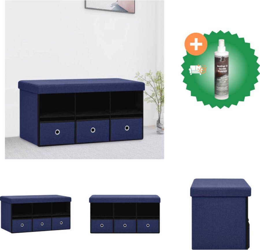 VidaXL Opbergbank inklapbaar 76x38x38 cm kunstlinnen blauw Hocker Inclusief Reiniger