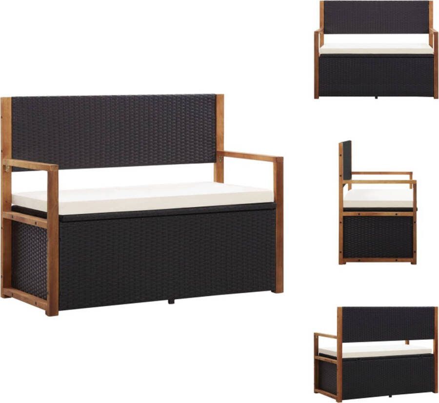 VidaXL Opbergbank Poly Rattan 115 x 50 x 85 cm Met Opbergruimte Tuinbank