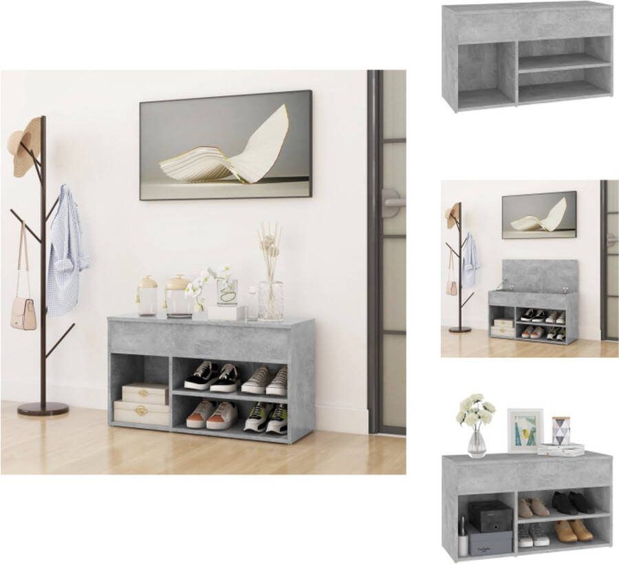 VidaXL Opbergbank Schoenenkast 80 x 30 x 45 cm Betongrijs Schoenenkast
