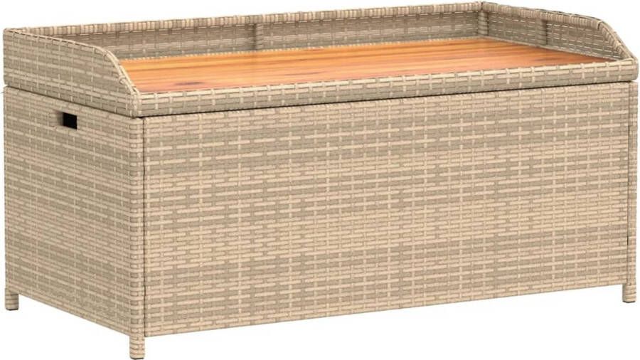 VidaXL Opbergbankje 100x50x52 cm poly rattan acaciahout gemengd beige
