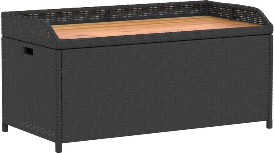VidaXL Opbergbankje 100x50x52 cm poly rattan en acaciahout zwart