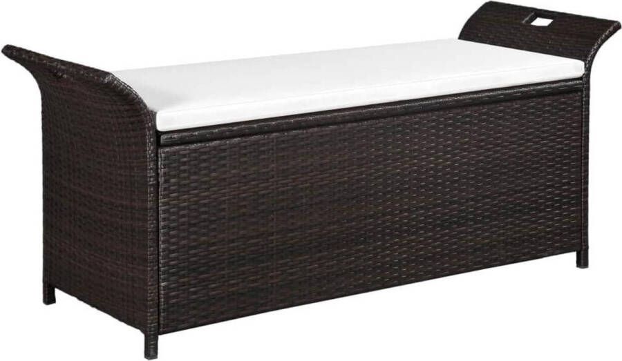 VidaXL Opbergbank met kussen 138 cm poly rattan bruin VDXL_44182