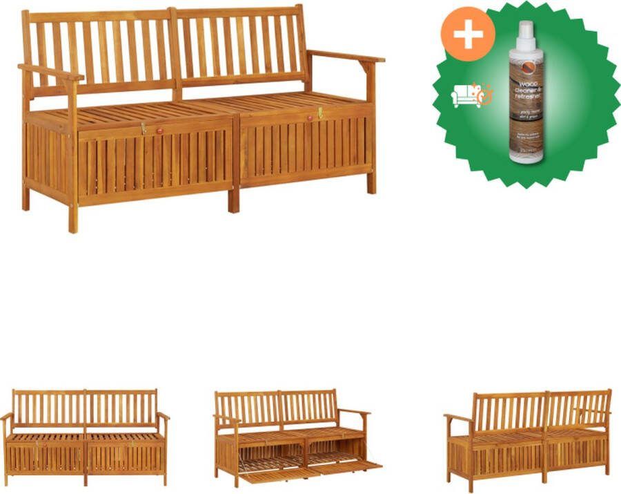 VidaXL Houten Opbergbank Acaciahout 148 x 62 x 84 cm Stabiele zitting Tuinbank Inclusief Houtreiniger en verfrisser