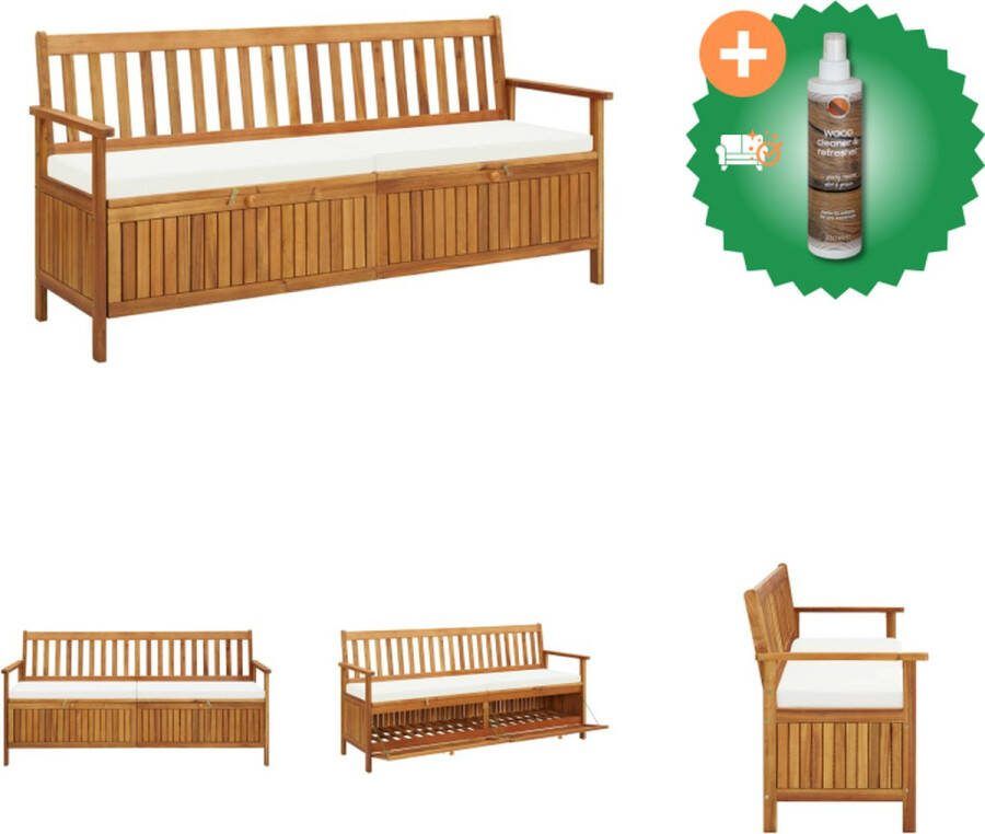 VidaXL Opbergbank Massief Acaciahout 170 x 63 x 84 cm Bruin Tuinbank Inclusief Houtreiniger en verfrisser