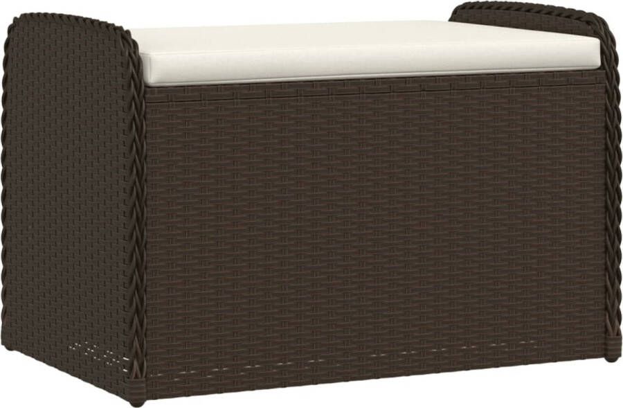 VidaXL Opbergbankje met kussen 80x51x52 cm poly rattan bruin