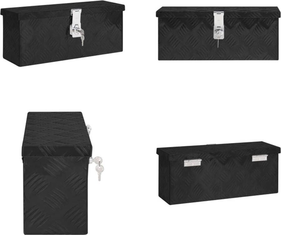 VidaXL Opbergbox 50x15x20-5 cm aluminium zwart Opbergbox Opbergboxen Gereedschapskist Opbergkist