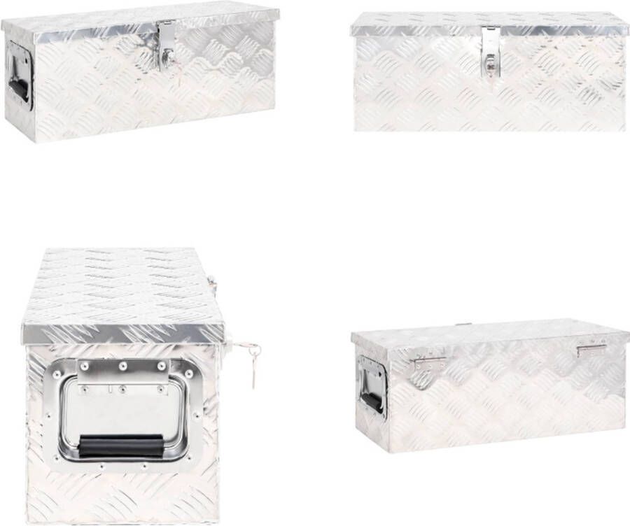 VidaXL Opbergbox 60x23-5x23 cm aluminium zilverkleurig Opbergbox Opbergboxen Gereedschapskist Opbergkist