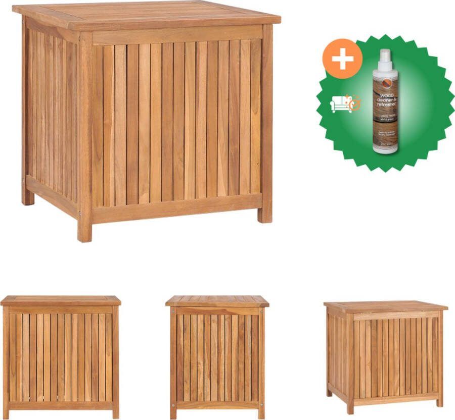 VidaXL Opbergbox Fijn geschuurd hard teakhout 60 x 50 x 58 cm Met gestikte PE-voering Opberger Inclusief Houtreiniger en verfrisser