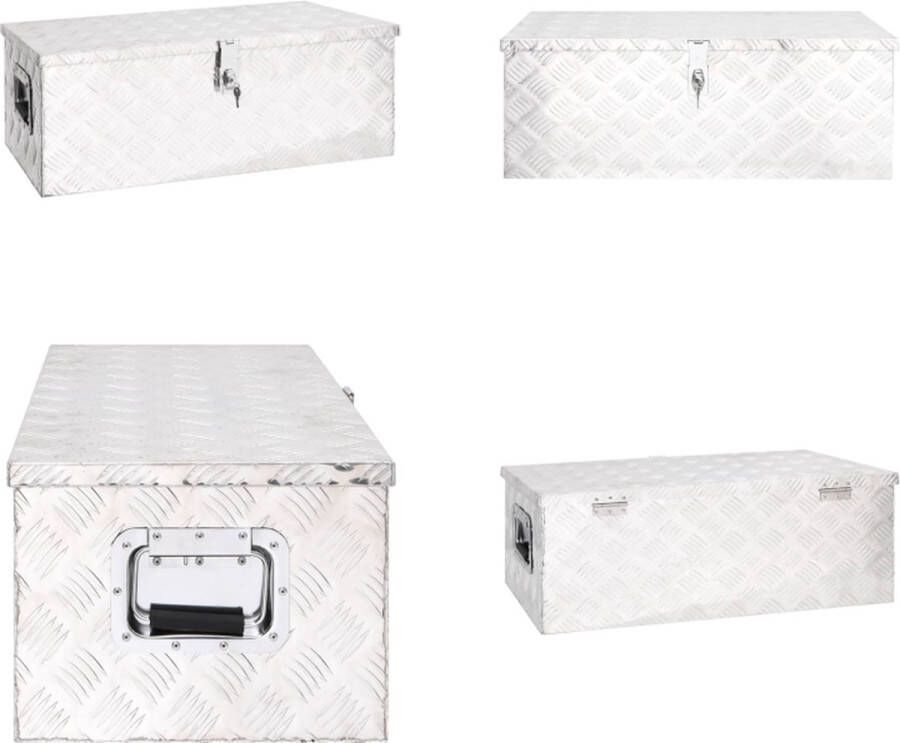 VidaXL Opbergbox 80x39x30 cm aluminium zilverkleurig Opbergbox Opbergboxen Gereedschapskist Opbergkist