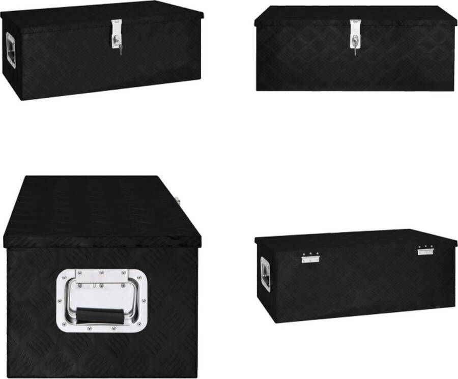 VidaXL Opbergbox 80x39x30 cm aluminium zwart Opbergbox Opbergboxen Gereedschapskist Opbergkist